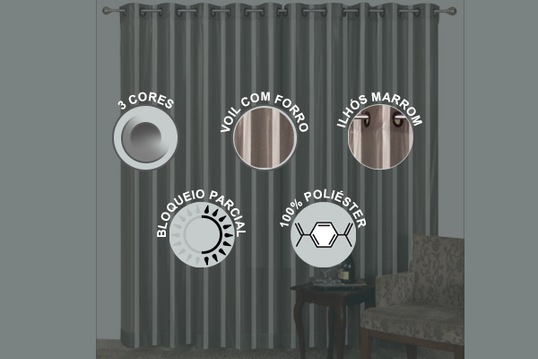 Cortina Luminositá em Voil e Forro | Corti Lester