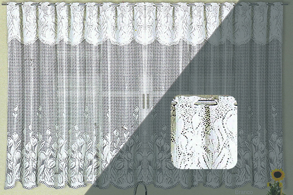 Cortina Tulipinhas em Renda com Bandô Cozinha | Corti Lester