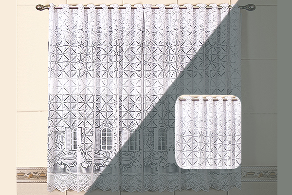 Cortina Van Dyck em Renda com Bandô 100% Poliéster | Corti Lester