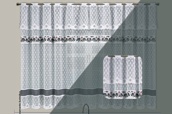 Cortina Montesanti em Renda com Bandô para Cozinha