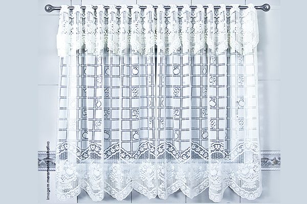 Cortina Frutas em Renda com Bandô para Cozinha |Corti Lester