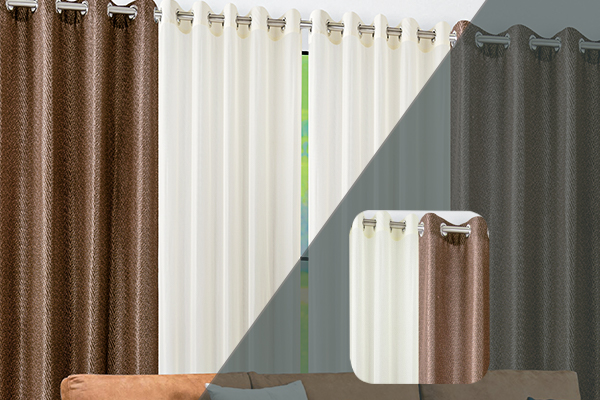 Cortina Provence em Voil Liso com Forro e Tecido Estampado | Corti Lester