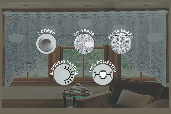 Cortina Cascata Nuvem em Renda Passa Varão | Corti Lester