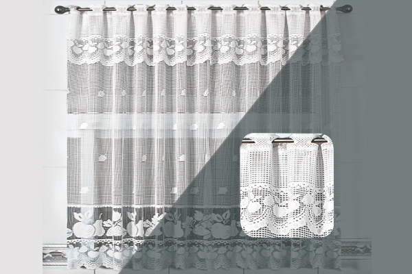 Cortina Maçãs em Renda com Bandô para Cozinha | Corti Lester