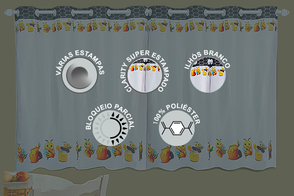 Cortina Nina em Clarity Estampado com Forro 100% Poliéster | Corti Lester