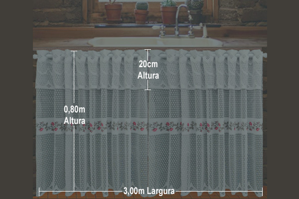 Cortina Botticelli para Pia de Cozinha Renda com Bandô