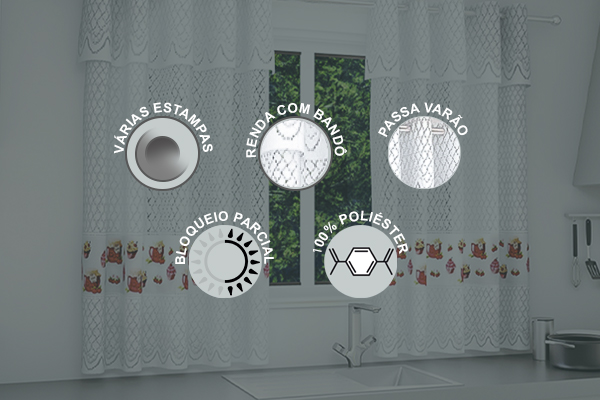 Cortina Suavittá em Renda com Bandô para Cozinha