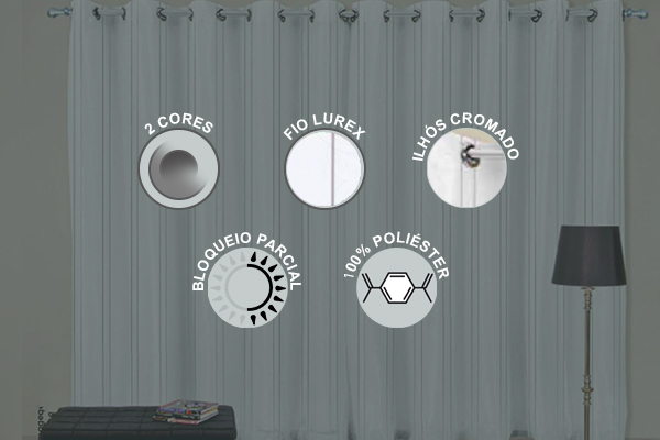 Cortina Pratick Luxo em Voil com Fio Lurex e Forro | Corti Lester