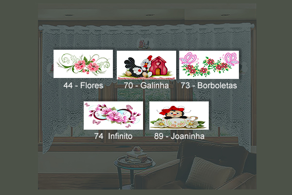 Cortina Cascata Nuvem com Estampa em Renda Passa Varão | Corti Lester