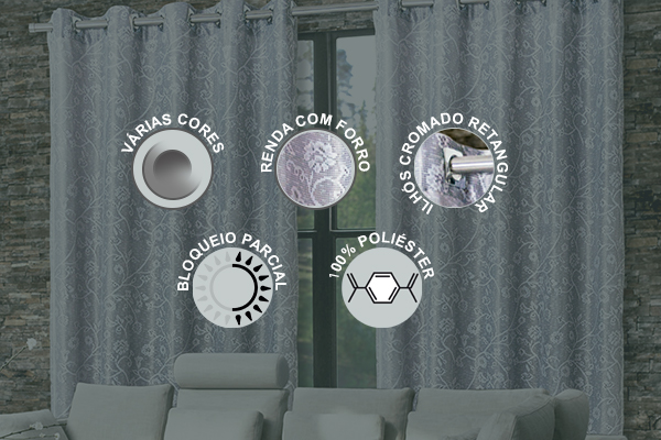 Cortina Rami em Renda com Forro 100% Poliéster | Corti Lester