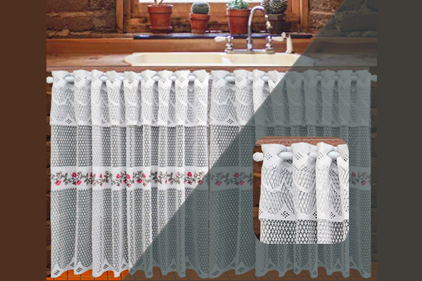 Cortina Botticelli para Pia de Cozinha Renda com Bandô