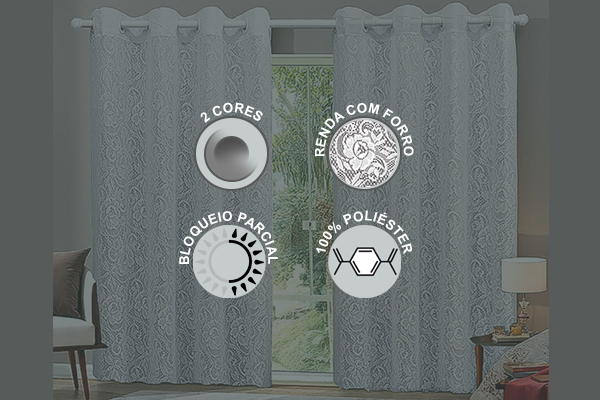 Cortina Matisse em Renda com Forro 100% Poliéster | Corti Lester