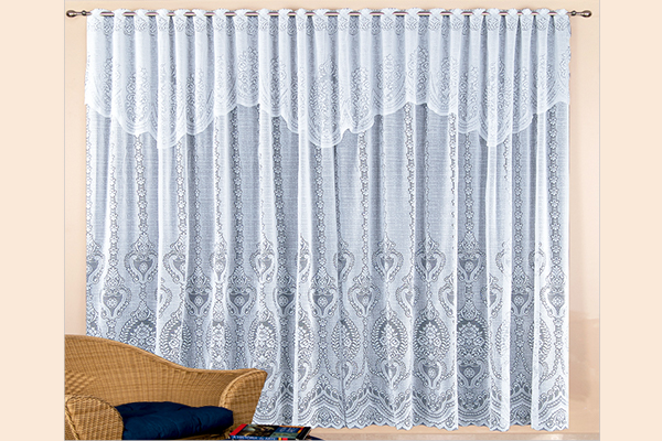 Cortina Elisabeth em Renda com Bandô e Passa Varão 100% Poliéster | Corti Lester