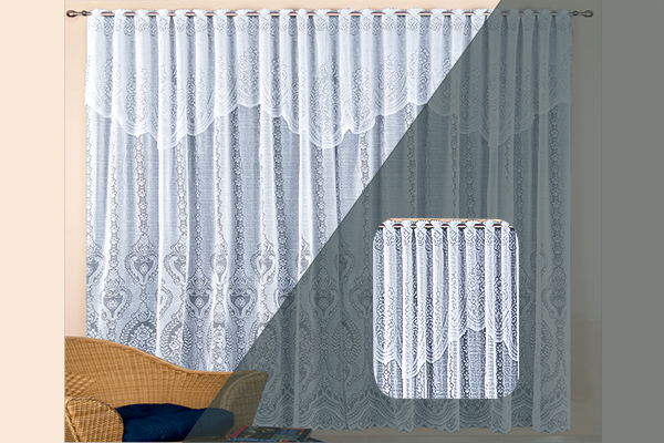 Cortina Elisabeth em Renda com Bandô e Passa Varão 100% Poliéster | Corti Lester