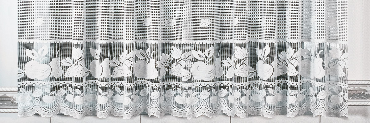 Cortina Maçãs em Renda com Bandô para Cozinha | Corti Lester