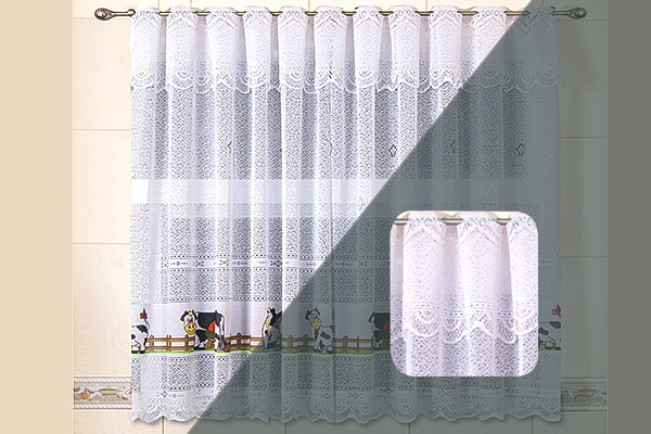 Cortina Bartolini em Renda com Bandô para Cozinha