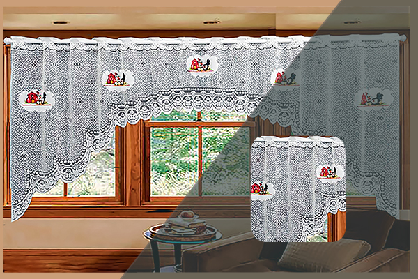 Cortina Cascata Nuvem com Estampa em Renda Passa Varão | Corti Lester