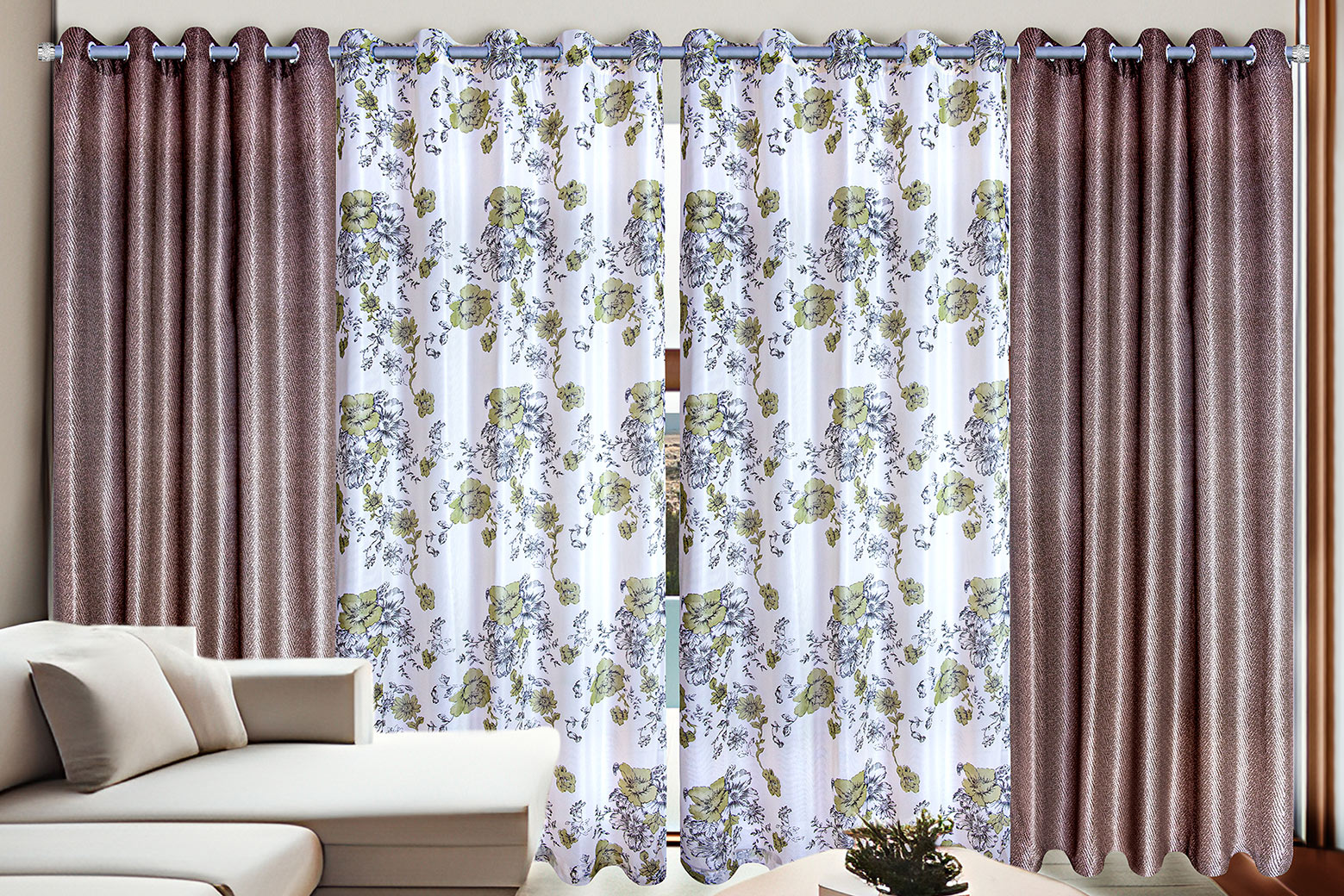 Cortina Cannes Quarto e Sala Voil Estampado com Forro | Corti Lester